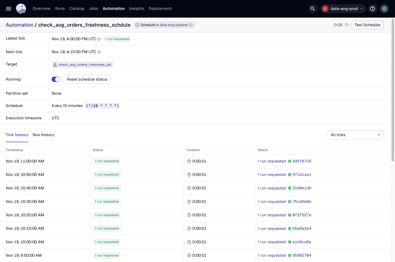 UI Schedule details page